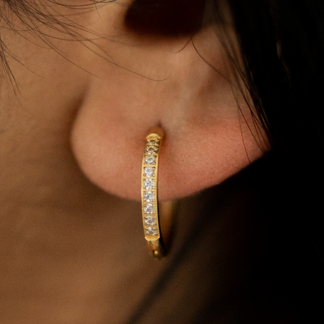 Kaitie Gold Huggies with CZ Diamonds
